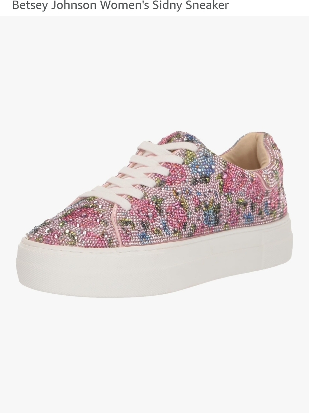 NIB Betsey Johnson Pink Crystal Floral Platform Sneaker